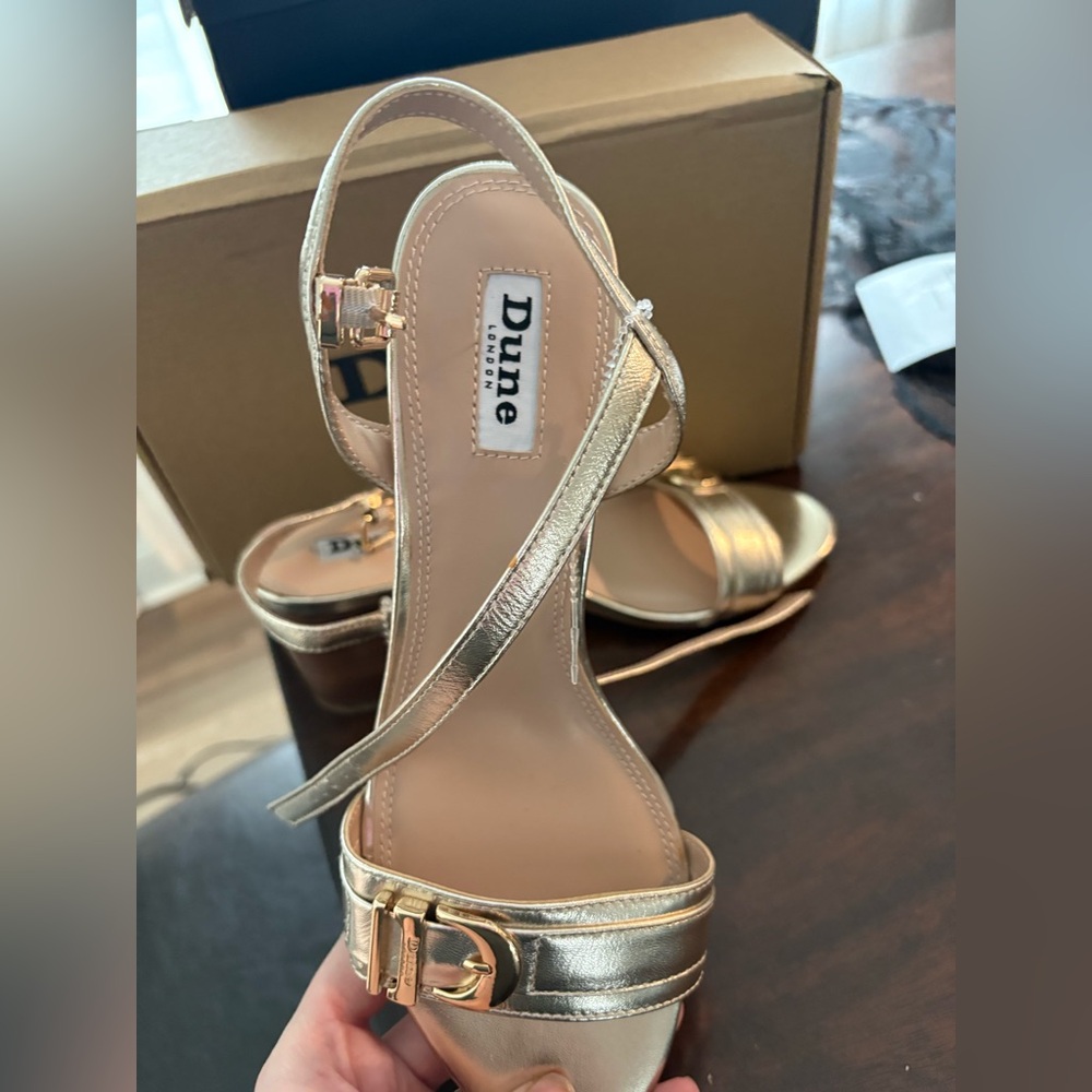 Dune London Gold Strappy Sandals New in Box